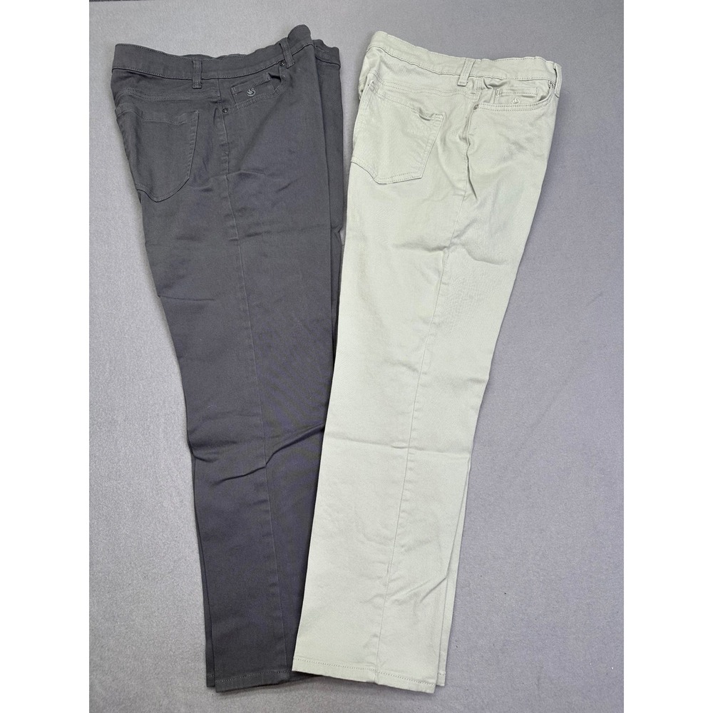 2 PACK Gloria Vanderbilt Amanda Tapered Pants Size 14 Short Grey & Khaki Stretch